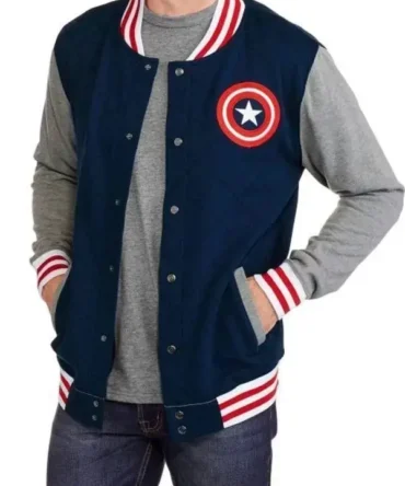 Captain America Blue Varsity Bomber Jacket