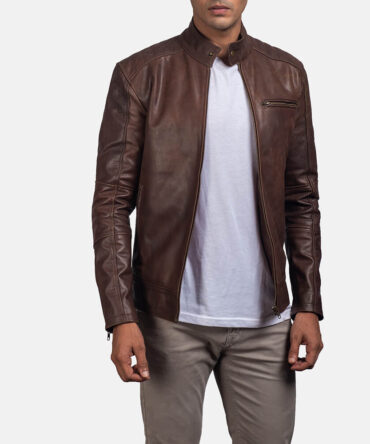 Dean Brown Leather Biker Jacket