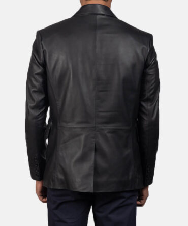 Daron Mens Black Leather Blazer