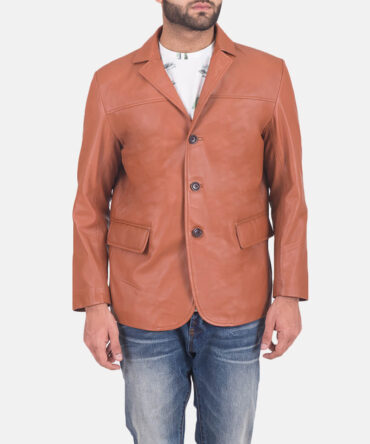 James Mens Tan Brown Leather Blazer