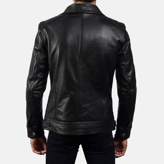 Legacy Black Leather Biker Jacket Mens