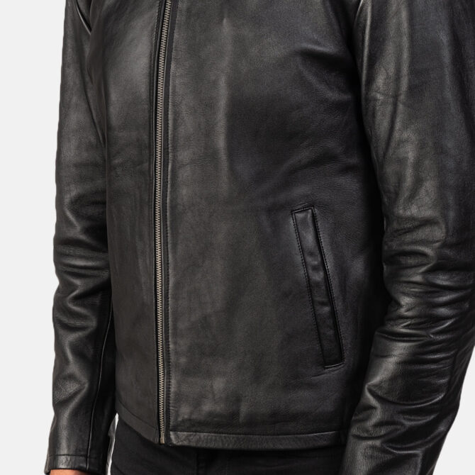 Alex Mens Black Leather Biker Jacket