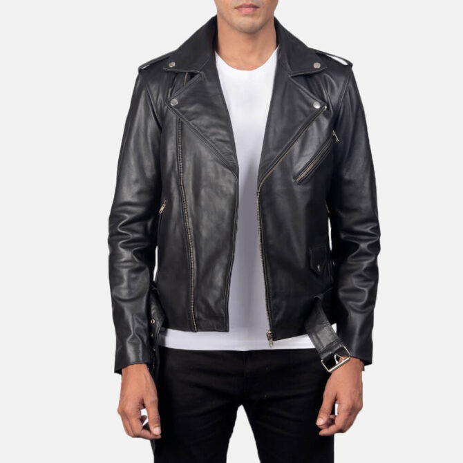 Allaric Alley Black Leather Biker Jacket