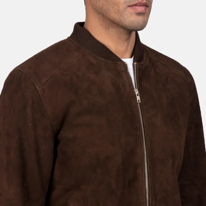 Blain Mocha Suede Bomber Jacket