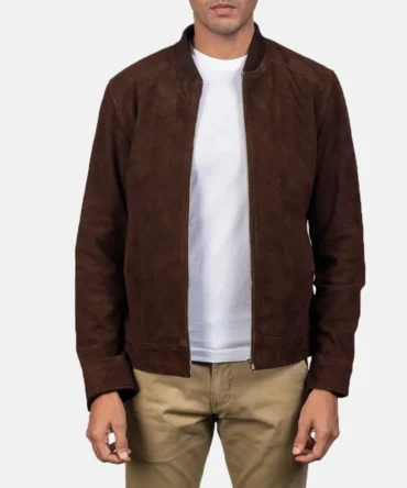 Blain Mocha Suede Bomber Jacket