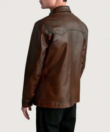 Mens Brown Leather Vintage Jacket