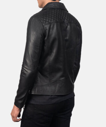 Mens Danny Quilted Black Leather Biker Jacket