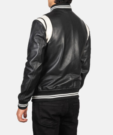 Dantee Mens Black Leather Varsity Jacket