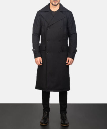 Detective Mens Black Wool Coat