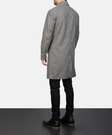 Petrillo Mens Grey Wool Single Breasted Coat