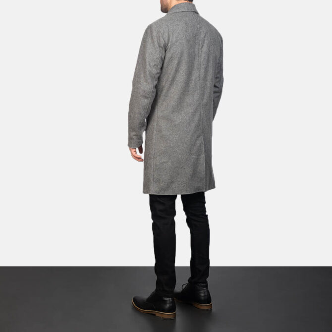 Petrillo Mens Grey Wool Single Breasted Coat