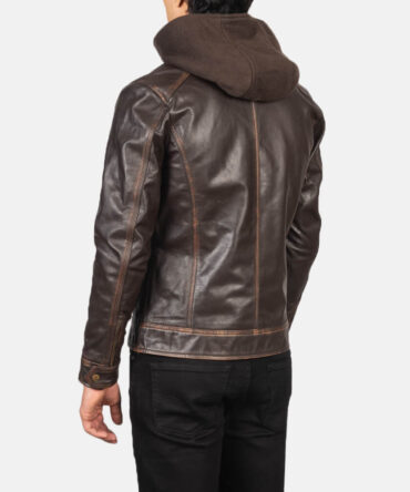 Hector Mens Vintage Brown Hooded Leather Jacket