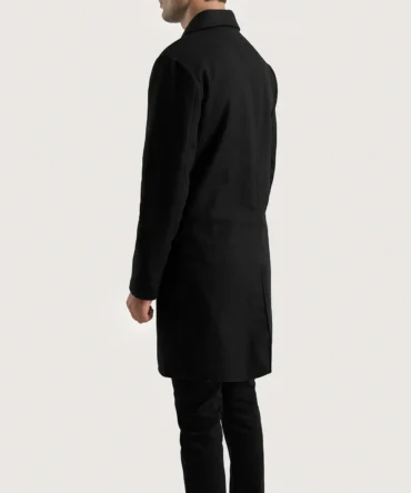 Petrillo Mens Black Wool Single Breasted Coat