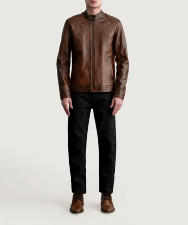 Mens Brown Leather Vintage Jacket