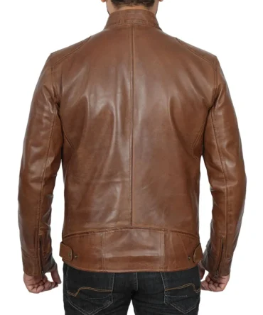 Men's Chocolate Brown Cafe Racer Leather Jacket