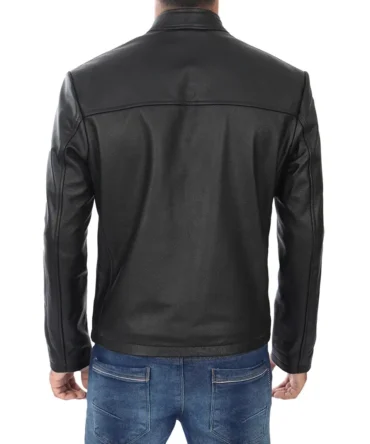 Men's Black Leather Cafe Racer Jacket