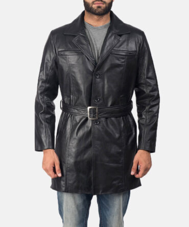 Jordan Mens Black Leather Coat