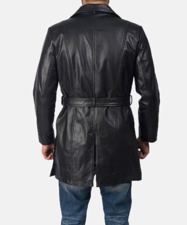 Jordan Mens Black Leather Coat