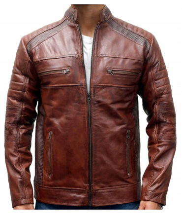 Men's Cafe Racer Brown Leather Jacket