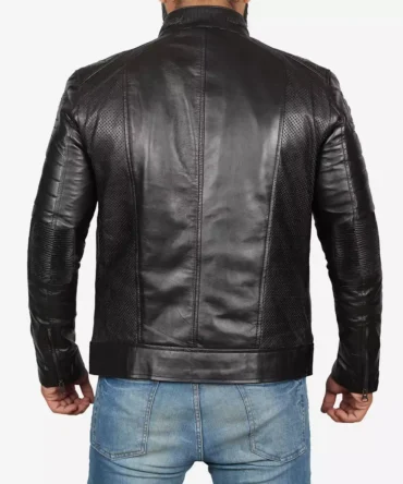 Men's Black Cafe Racer Leather Jacket