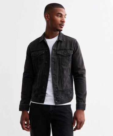 Mens Dark Grey Denim Jacket