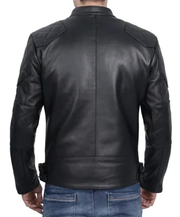 Men's Black Cafe Racer Leather Jacket