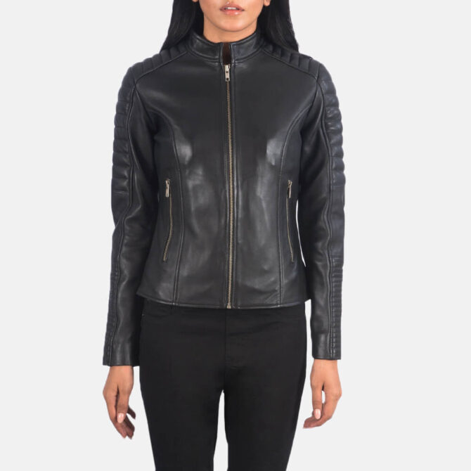 Adalyn Quilted Women Black Leather Biker Jacket