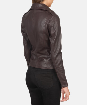 Women Maroon Leather Biker Jacket