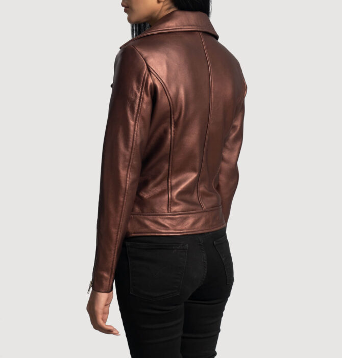 Rumy Women Maroon Biker Leather Jacket