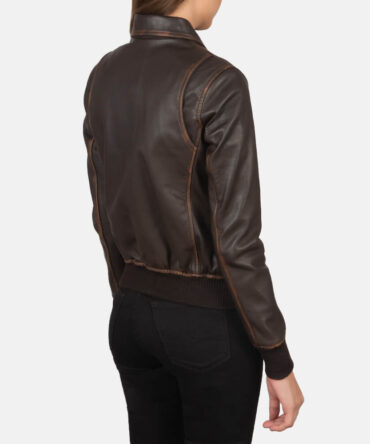 Westa A-2 Women Brown Leather Bomber Jacket