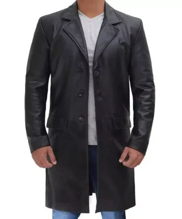 Men's Cowhide Long Leather Coat