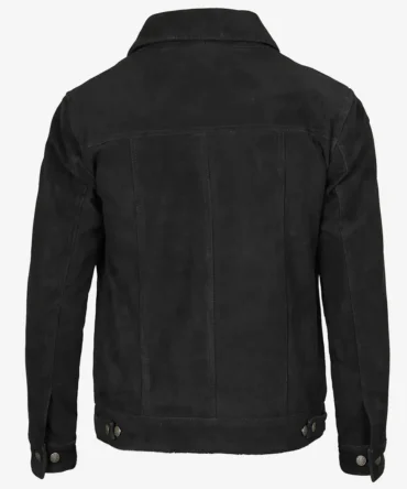 Black Suede Trucker Jacket For Mens