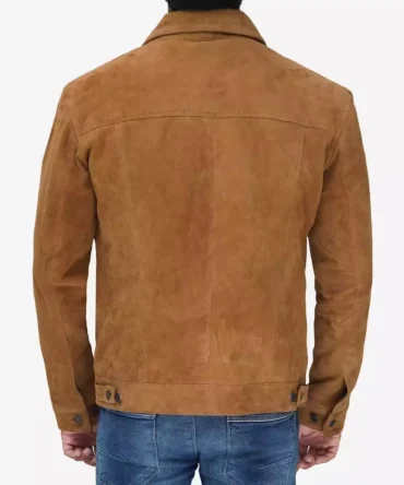 Men's Tan Suede Trucker Jacket