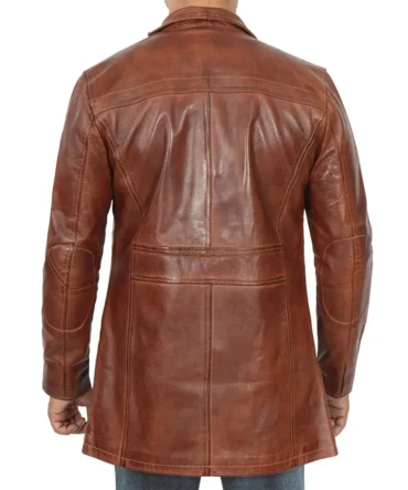 Men's Real Lambskin Leather Cognac Coat